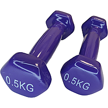 Гантелі по 0,5кг для фітнесу з вініловим покриттям 2шт, 1пара загальна вага 1кг, фіолетові, фото 5