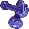 Гантелі по 0,5кг для фітнесу з вініловим покриттям 2шт, 1пара загальна вага 1кг, фіолетові, фото 7