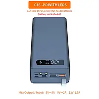 Корпус павербанка Power Bank Case Quick Charge-Black на 16 акумуляторів 18650