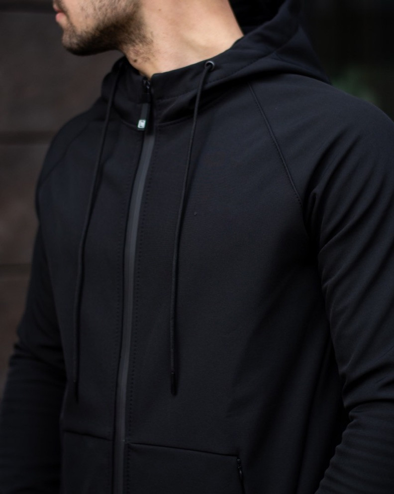 Куртка мужская Soft Shell демисезонная (на молнии с капюшоном) Черного цвета - фото 5 - id-p1775333029