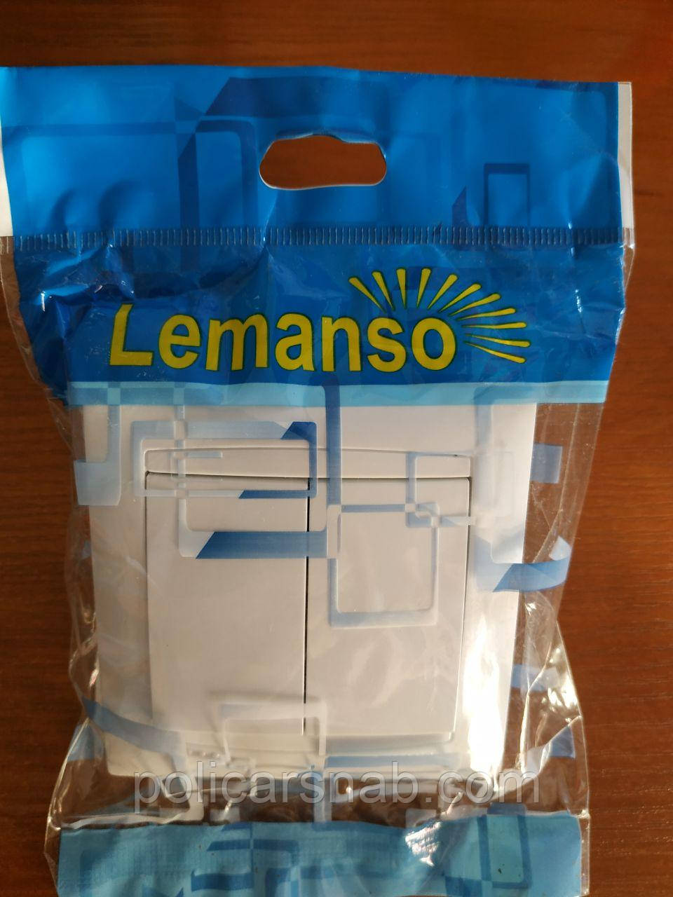 Вимикач подвійний вбудований LEMANSO Сакура білий LMR1005 10 А 250 V IP20