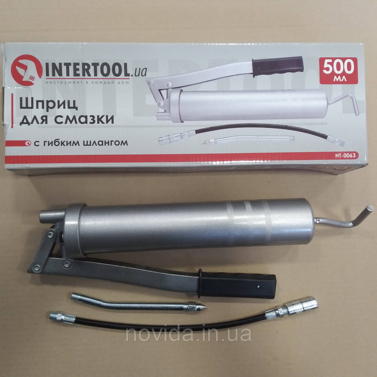 Шприц для змащування, 500 мл, дві насадки пр-во INTERTOOL HT-0063