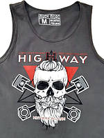 M-2XL Серая майка с черепом Highway, хлопок 100%