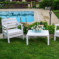 Комплект садовой мебели "Barselona" (стол, 2 кресла) Irak Plastik, Турция, белый