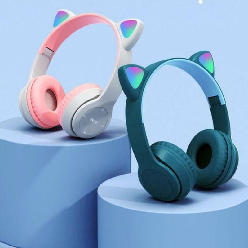 Беспроводные наушники со светящимися ушками котика Cat Ear детские ...