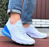 Кроссовки женские Nike 270 белые с амортизацией синие текстильные (НАЛИЧИЕ размеров в описании)