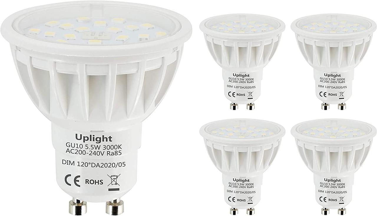 Uplight 5,5 Вт, світлодіодна лампа GU10 з регульованою яскравістю (10 шт.), Amazon, Німеччина