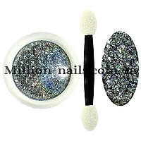 Новинка!Втирка для дизайну нігтів,цукровий корал, №01 (срібло)