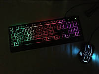 Набор геймерский Клавиатура компьютерная проводная M-710 с LED RGB подсветкой + мышка, GS1, Хорошее качество,