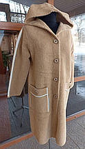 Жіноче тепле пальто-кардиган на ґудзиках T111k Бежевий