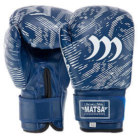 Рукавиці боксерські рукавички для боксу PVC на липучці ЮНІОР MATSA сині MA-7762
