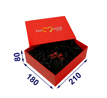 Коробка бокс для презента з кришкою з палітурного картону Елітна Преміум 180х210х80 мм
