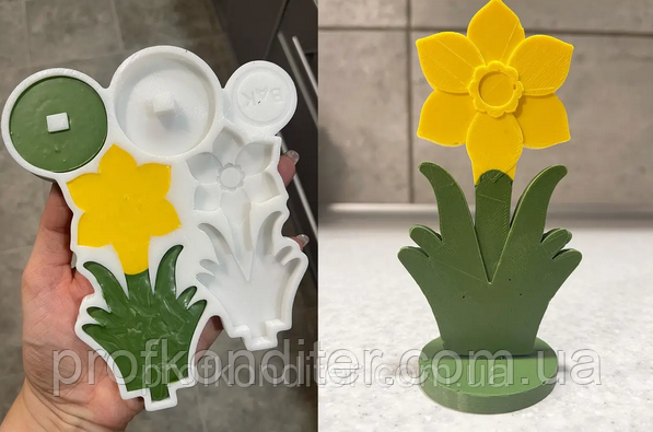 Ексклюзив. Силіконова форма-конструтор "Нарцис на підставці №2", фото 1
