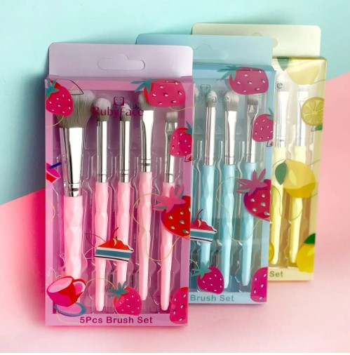 Набір 5 пензликів для макіяжу Ruby Face (упаковка 12 шт), фото 1