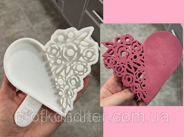 Ексклюзив. Силіконова форма для шоколаду, карамелі та ін "Ажурне серце", фото 1