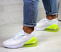 Кроссовки женские Nike 270 белые с амортизацией желтые тканевые (НАЛИЧИЕ размеров в описании)