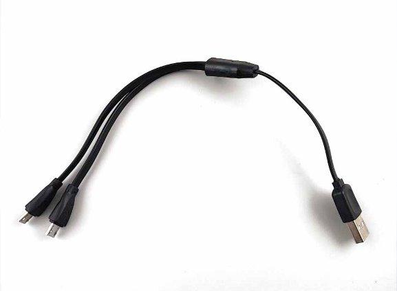 Кабель для зарядки пристроїв і перезаряджаються акумуляторів USB на 2 виходи Micro USB