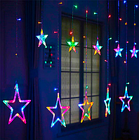 Гирлянда бахрома "Звезды" Stars Curtain 12-WW 3м х 80см х 50см Мульти, SP, Хорошее качество, гирлянда звезды,