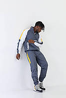 Мужской спортивный костюм Lacoste (кофта + штаны), легкий материал полиэстер, цвет серый, размер M Серый, L
