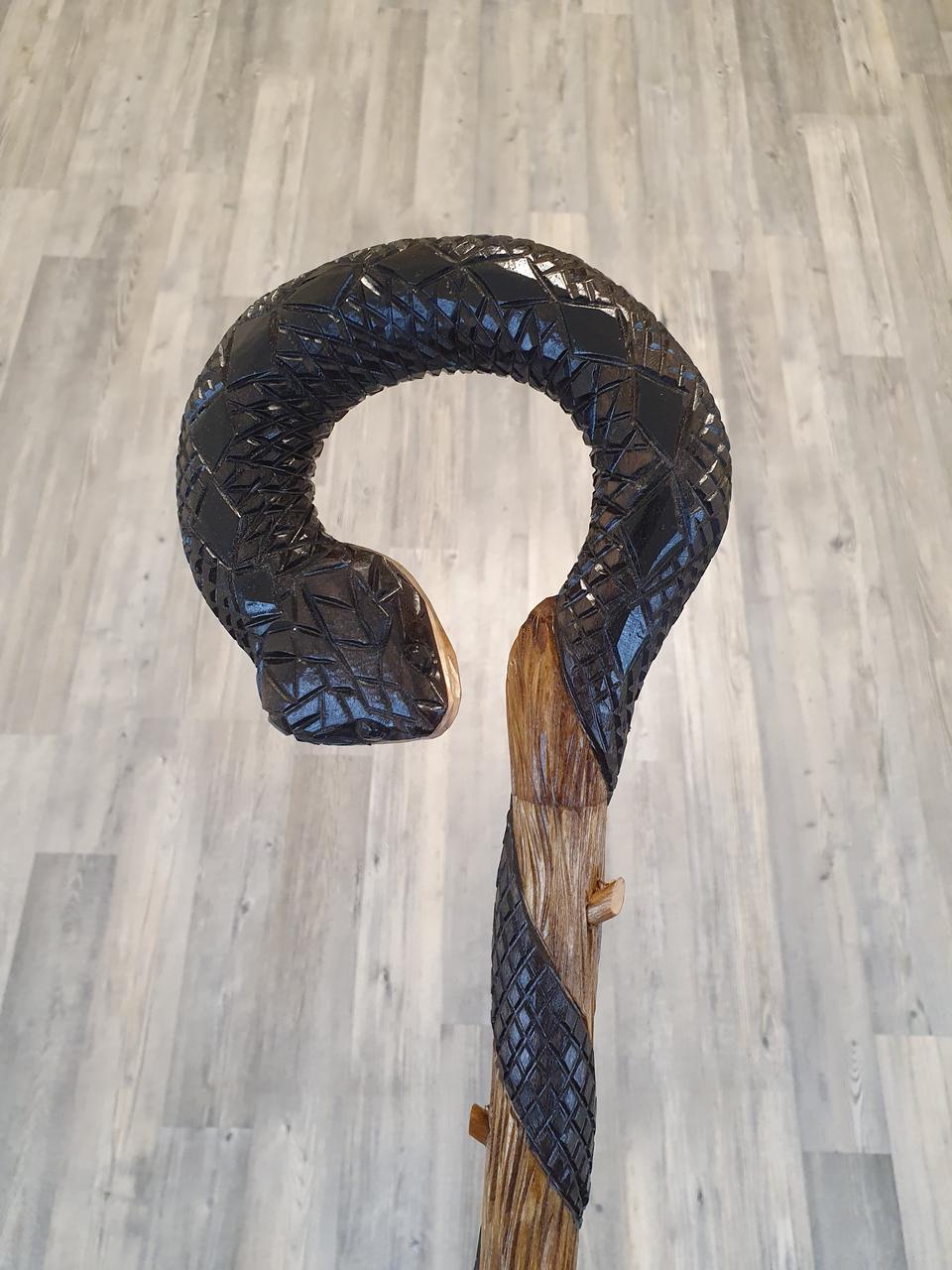 Палиця Змія, ручної роботи, різальна, дерев'яна, для ходьби