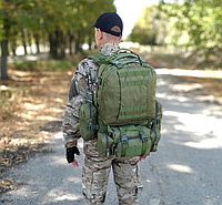 Тактический армейский рюкзак 55 л, универсальный ранец для ВСУ с подсумками цвет олива, Ch7