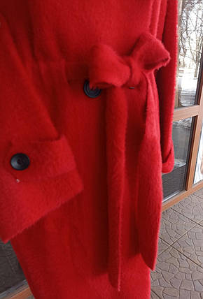 Жіноче тепле пальто-кардиган на ґудзиках з поясом T112k Червоний, фото 2