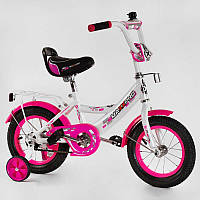 12" дюймов велосипед двухколесный для девочки MAXXPRO-N12-5, ножной тормоз, сидение с ручкой, доп. колеса,