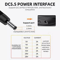 Кабель USB type-C переходник на DC Power Jack 5.5х2.5 DC20V 3A/60W