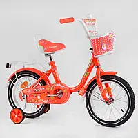 Велосипед двоколісний 14 дюймів SOFIA-N14-3, кошик, дзвіночок, сидіння з ручкою, дод. колеса, багажник