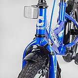 Велосипед двоколісний 14 дюймів "CORSO" MAXIS-14954 Синій з додатковими колесами, фото 5