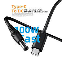 Кабель USB type-C переходник на DC Power Jack 5.5х2.5 QC3.0/PB3.0 максимум DC20V 3A/60W