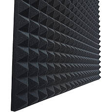Акустичний поролон EchoFom Піраміда 50 мм 50×50 см Чорний графіт, фото 3