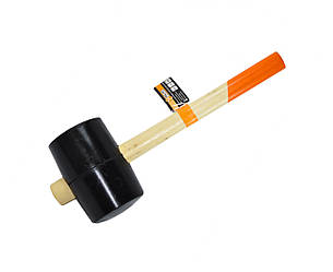 Киянка гумова з дерев'яною ручкою Polax 90 мм 1200 г Чорна (39-006)