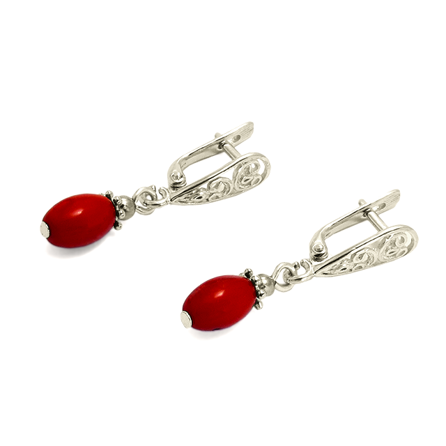 Корал, срібло 032СРК, сережки