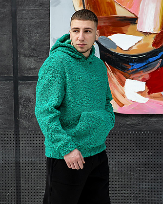 Чоловіче худі тепле зимове з капюшоном однотонне, Чоловіче худі тепле зимове повсякденне модне на чоловіка, фото 5