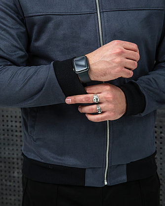 Чоловічий бомбер модний замшевий, чоловічі бомбери куртки короткі з кишенями без капюшона весна-осінь куртка, фото 5