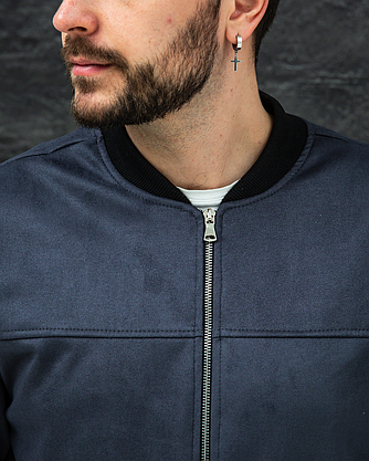 Чоловічий бомбер модний замшевий, чоловічі бомбери куртки короткі з кишенями без капюшона весна-осінь куртка, фото 4