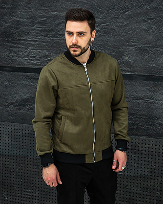 Бомбер чоловічий весняний легкий короткий замшевий стильний молодіжний на кожен день чоловічі бомбери куртки, фото 2