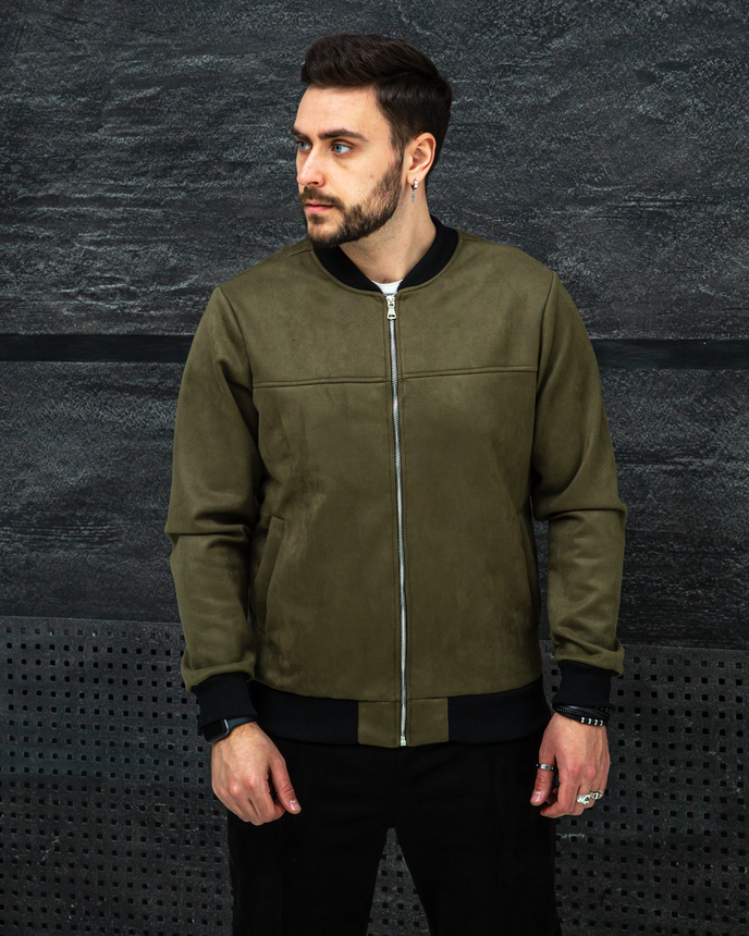 Бомбер чоловічий весняний легкий короткий замшевий стильний молодіжний на кожен день чоловічі бомбери куртки, фото 1