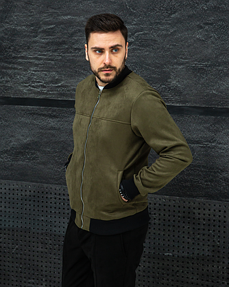 Бомбер чоловічий весняний легкий короткий замшевий стильний молодіжний на кожен день чоловічі бомбери куртки, фото 3