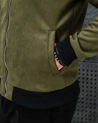 Бомбер чоловічий весняний легкий короткий замшевий стильний молодіжний на кожен день чоловічі бомбери куртки, фото 5