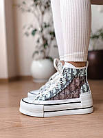 Кеды женские Converse x Dior Green White Конверс