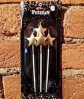 Набір свічок зірочка на палочці золото 4шт