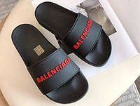 Шлепанцы женские Balenciaga Logo Slides Black Red