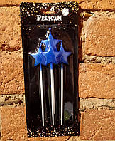 Набір свічок зірочка на палочці синій 4шт