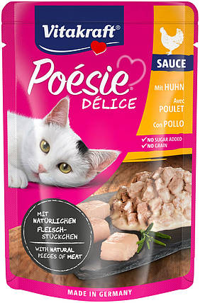 Вологий корм для котів Vitakraft Poésie Délice pouch курка в соусі, 85 г, фото 1