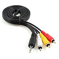 Кабель 3RCA-jack 3.5mm AUX (Тюльпани, шнур аудіо-відео)