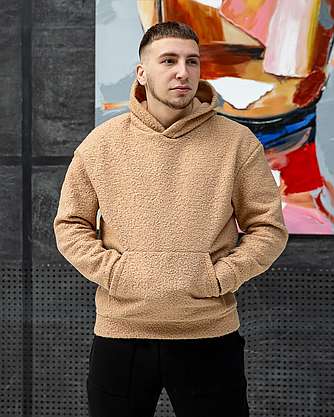 Чоловіче худі з капюшоном для зими, Чоловіче худі тепле зимове стильне м'яке з кишенею на хлопця чоловіка, фото 5