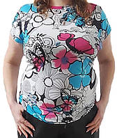 Футболка женская летняя с цветочным принтом, трикотажные женские футболки