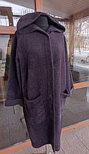 Жіноче тепле пальто-кардиган на весну T114k Баклажан